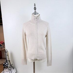 NWOT/Alpine Cashmere 100% Cashmere Zip mock neck sweater. Oatmeal/Sand Size S